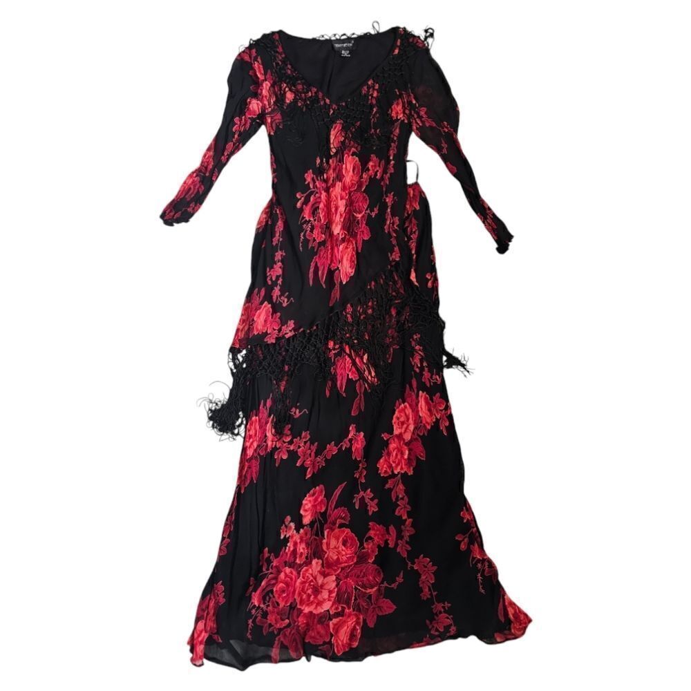 TEMPTATIONS Floral Fringe Skirt Set - Size Large